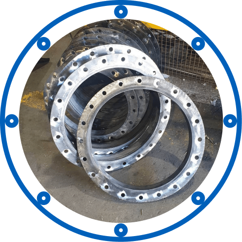 Illustrative image to note that main difference between lap joint flanges and rolled angle rings is that rolled angle rings.