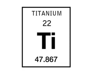 Image of a box showing the chemical element of titanium to be sure of the material being used in titanium flanges.